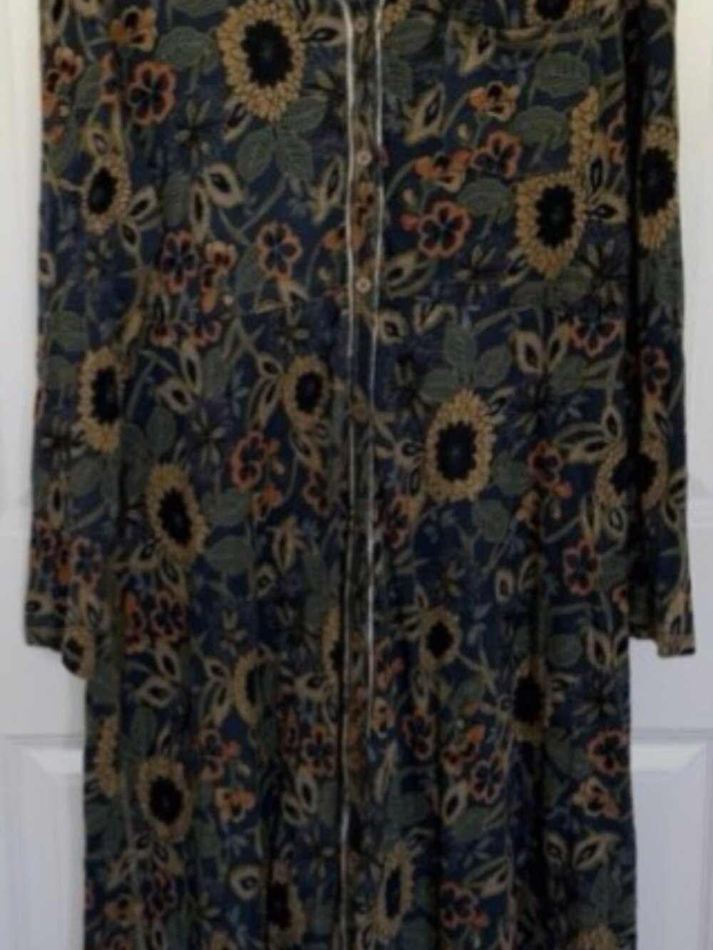 S 🌻👗 Natura Life Christa Cotton floral button down BOHO Cottagecore Maxi Dress - Picture 2 of 8